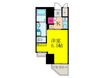 クローバーメゾン江坂公園(1K/9階)の間取り写真