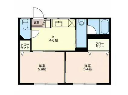 サンハイツ(2K/1階)の間取り写真