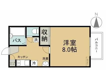 ヴィレッジKI(1K/2階)の間取り写真