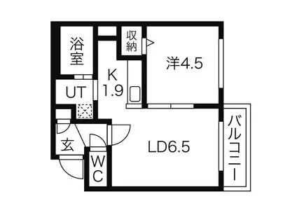 SUPERIAGE N19 ウエスト(1LDK/4階)の間取り写真