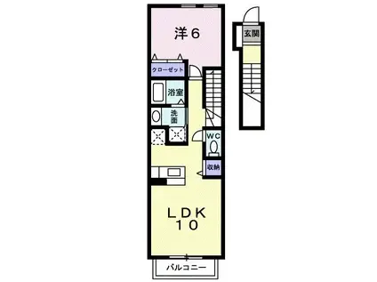 エレガント・ユ-(1LDK/2階)の間取り写真