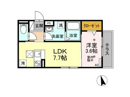 RADIUS V(1LDK/1階)の間取り写真