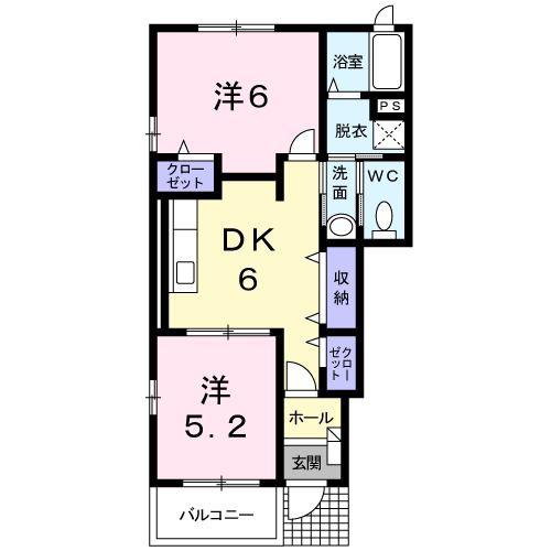 レバンテA(2DK/1階)の間取り写真