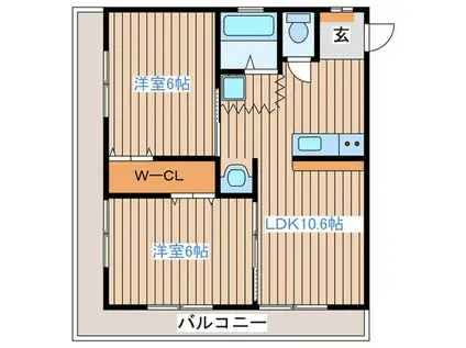 ホワイトハーヴェン丹野(2LDK/2階)の間取り写真