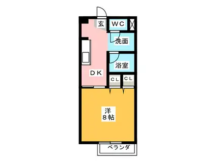 シューフルールVII(1K/2階)の間取り写真