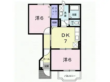 シャン・ド・フルールA(2DK/1階)の間取り写真