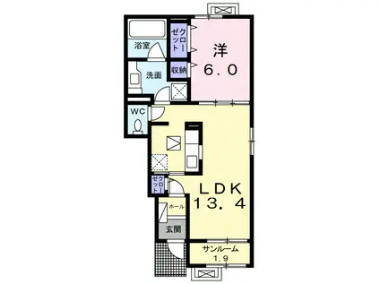 アマービレI(1LDK/1階)の間取り写真