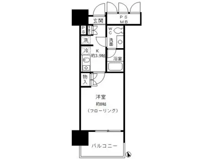 フォンテーヌ芝浦(1K/11階)の間取り写真