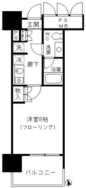 フォンテーヌ芝浦(1K/11階)の間取り写真