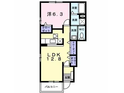 サウスレイクマーサ壱番館 II(1LDK/1階)の間取り写真