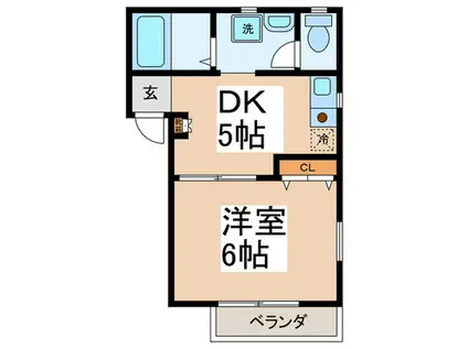 コーポ宮本(1DK/1階)の間取り写真