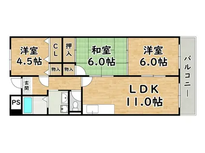 デュラールモリタ(3LDK/5階)の間取り写真