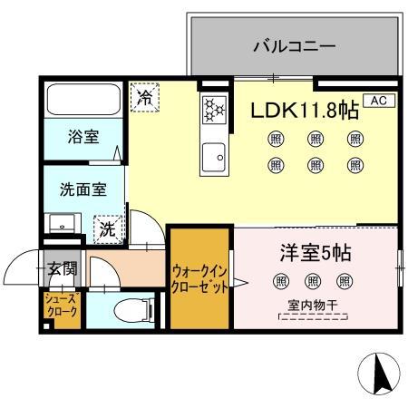 D-RESENA SOLAIRE(1LDK/2階)の間取り写真