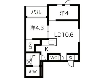 ピースストリートビレッジ(2LDK/3階)の間取り写真