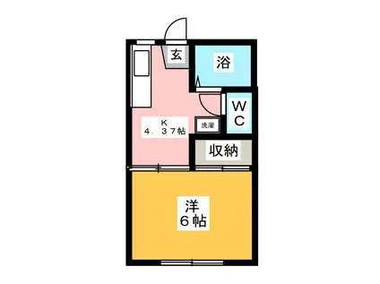 山元ハイツ(1DK/1階)の間取り写真