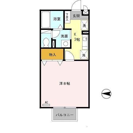 コーラルコート(1K/1階)の間取り写真