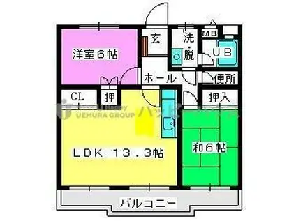 メゾン・ド・FUJI2(2LDK/1階)の間取り写真
