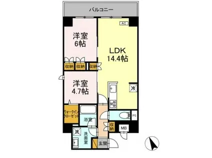 WINDEER西船橋(2LDK/6階)の間取り写真