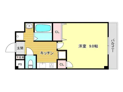 アメニティヒルズI・II(1K/1階)の間取り写真