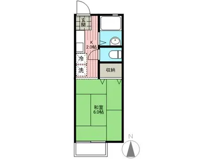 ハイツチェリー(1K/2階)の間取り写真