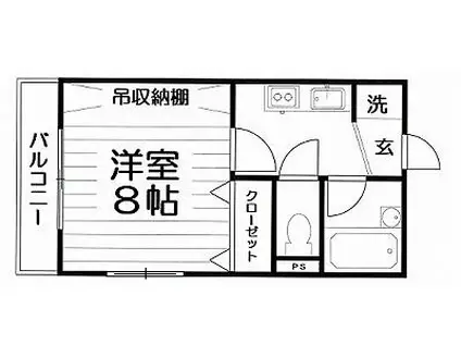 パークサイドA(1K/1階)の間取り写真