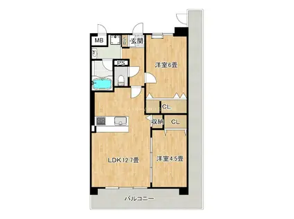 アトリエール堺寺地町(2LDK/10階)の間取り写真