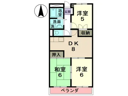 グリーンハイツ多治見(3DK/5階)の間取り写真