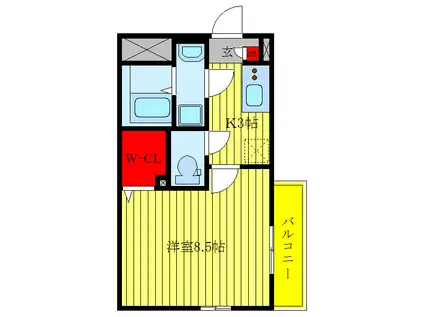 リブリ・BARAEN(1K/1階)の間取り写真