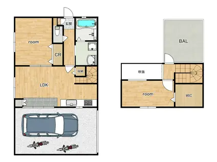 GAREGE LUSSO(2LDK/1階)の間取り写真