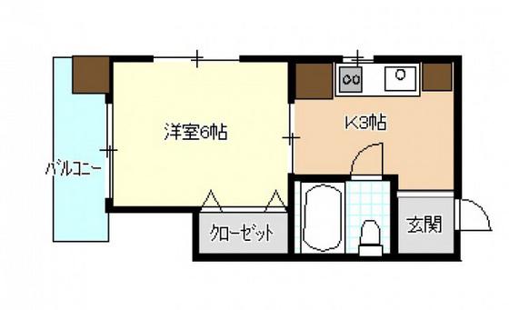 コーポ瀬尾(1K/3階)の間取り写真