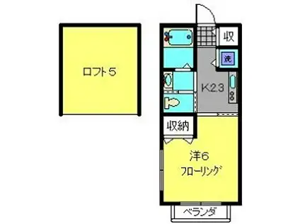 セントソレイユヨコハマ(1K/2階)の間取り写真