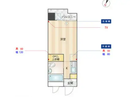 スカイコート池尻(ワンルーム/4階)の間取り写真