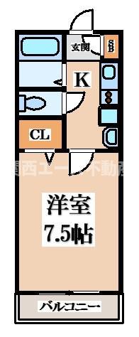 ソーレルヴァン(1K/1階)の間取り写真