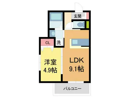 アビタシオン西宮(1LDK/1階)の間取り写真