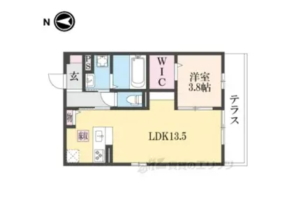 JFORT京都山科2(1LDK/1階)の間取り写真