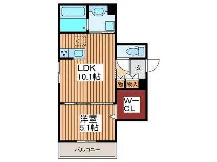 セジュールピア吉島(1LDK/3階)の間取り写真