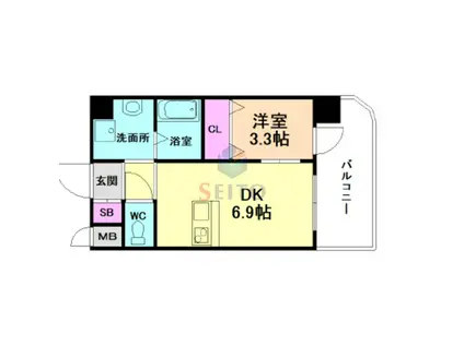 第17千里ハイツ(1DK/5階)の間取り写真