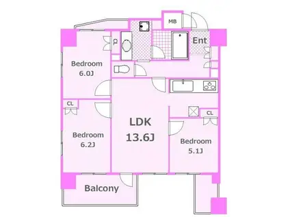 パス横浜新子安(3LDK/9階)の間取り写真