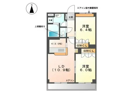 CRECIA中平(2LDK/1階)の間取り写真