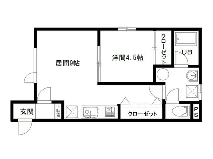 セレーノ旭町(1DK/2階)の間取り写真