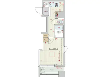セリュークス横濱阪東橋(1K/9階)の間取り写真