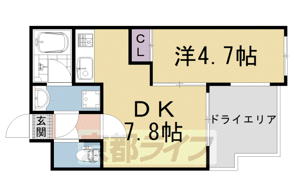 サクシード太秦(1DK/1階)の間取り写真