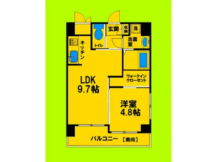 ノルデンハイム江坂スリー(1LDK/7階)の間取り写真