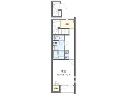 クレイノさつき(1K/2階)の間取り写真