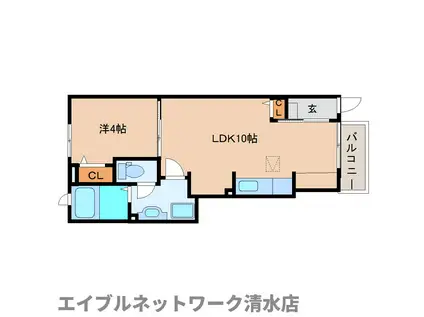 クリスタル・セレニティ(1LDK/1階)の間取り写真