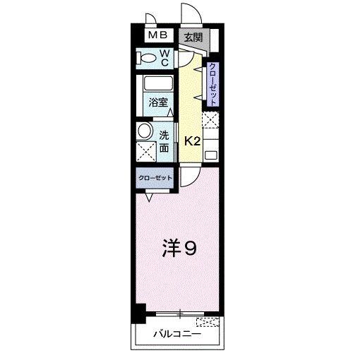 プラシード倉敷(1K/4階)の間取り写真
