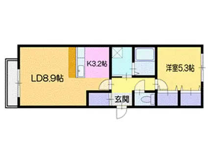 LOGAN(1LDK/1階)の間取り写真
