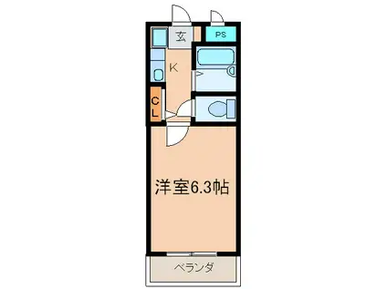 ハイツ都(1K/1階)の間取り写真