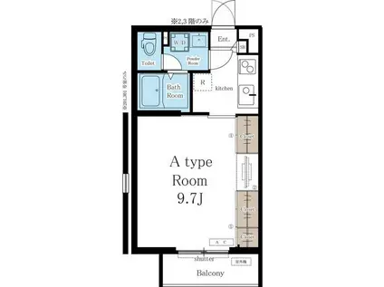 リブリ・グランディール西新井II(1K/2階)の間取り写真