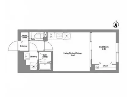 タスキ シェリス 池上(1LDK/4階)の間取り写真